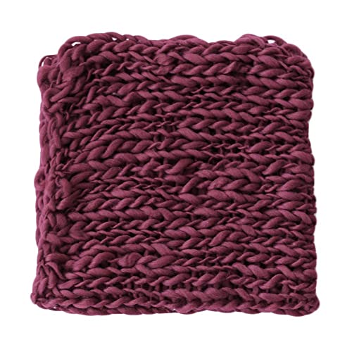 Baby Photography Props Basket Braid Wool Wrap Newborn Photo Shoot Baskets Filler Posing Stuffer Background Blanket - color: Wine-red