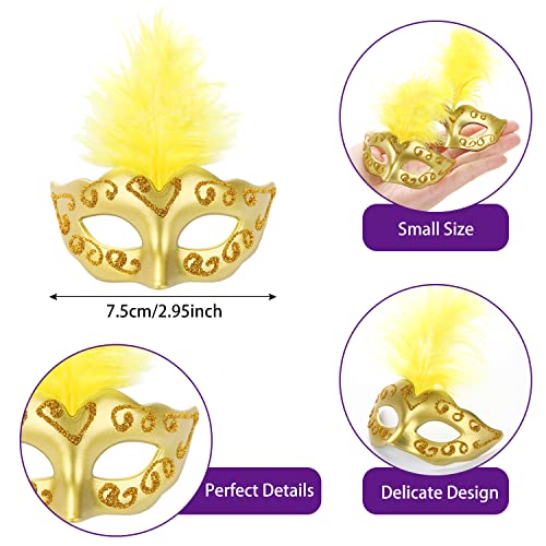 LIYDE 12PCS Mini Masks for Mardi Gras Decoration Masquerade Party Supplies Mini Decorative Masks for Decor - color: Gold