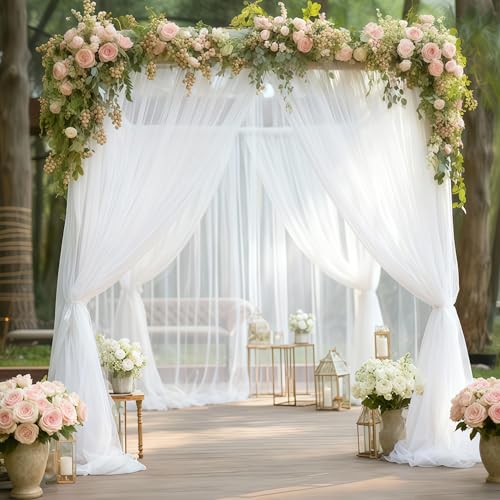10x10 White Tulle Backdrop Curtains for Parties, Sheer Backdrop Curtain Wedding Photo Background Drapes for Baby Shower Photography Birthday Party - color: White, size: 10x10ft