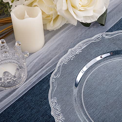 U-QE 60 Pieces Clear Plastic Plates - 10 Inch Clear Disposable Plates - Washable & Reusable - Premium Hard Disposable Dinner Plates - Party Supplies for Birthdays, Celebrations, Wedding and Events - color: Clear