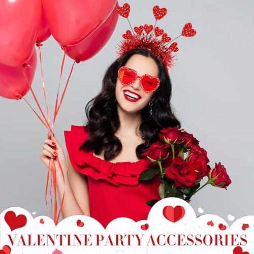 Janinka Valentines Day Heart Headband Sunglasses Set Valentines Photo Prop Galentines Party Favor Accessories for Women - style: Nine Heart