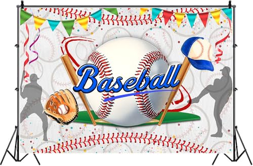 Baseball Birthday Backdrop Baseball Sports Theme Photography Background Sport Themed Party Decorations Banner for Baby Shower Kids Boys Teenager Portrait Photo Booth Studio Props 7x5ft FU06DX - size: 7x5ft