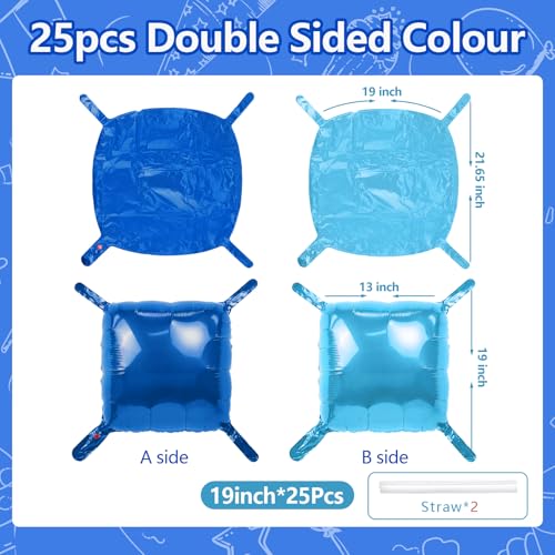 NISOCY 25PCS Deep Blue Square Foil Balloons Wall Backdrop Double Sided Pearl Blue Balloons Arch Kit for Birthday Graduation Baby Shower Wedding Memorial Day Party Decorations - color: C05 - Dark Blue and Pearl Blue, size: 25PCS