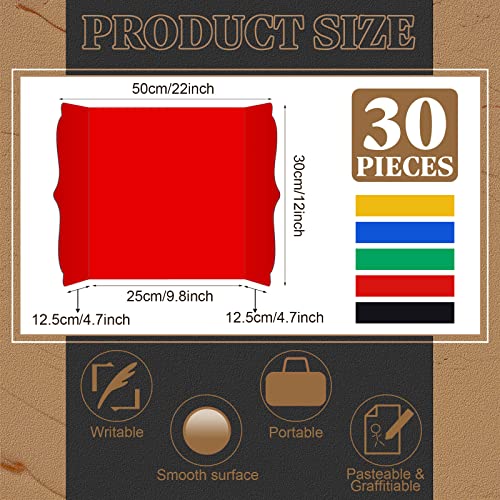 Censen 30 Pcs Trifold Poster Board 12 x 20 Inch Colorful Trifold Display Board Science Fair Display Boards Small Corrugated Posterboard Project Presentation Boards for Science Fair Business Office - color: Colorful