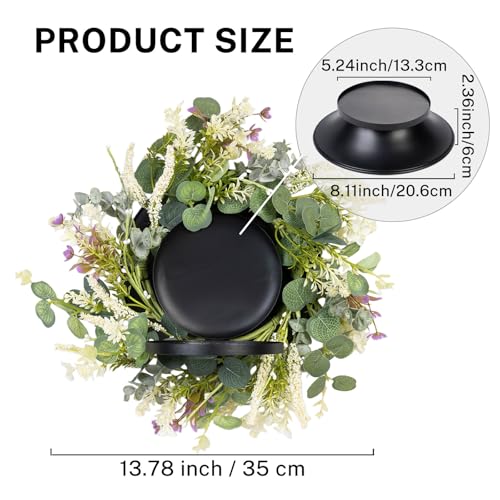 MOYEE Candle Holder Centerpieces for Tables,Candle Ring,Wreaths, Black Metal Candle Stick Paired Artificial Flowers 14 in Versatile Dining Table Centrepiece - color: Golden Thread Orchid Leaf Wreath