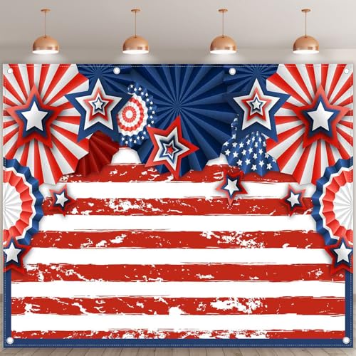 10x8ft American Flag 4th of July Photography Backdrop USA Patriotic Independence Day Background Veterans Memorial National Day Decoration Party Banner Photo Booth - size: 10'x8'