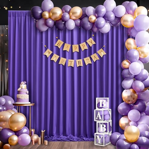 8x10FT Dark Purple Backdrop Curtains for Wedding Parties, Wrinkle Free Polyester Photography Backdrop Drapes for Wedding Baby Shower Birthday Parties Stage Background Stand Decorations 4x10ft,2 Panels - color: Purple, size: W4' X H10'(2 Panels)