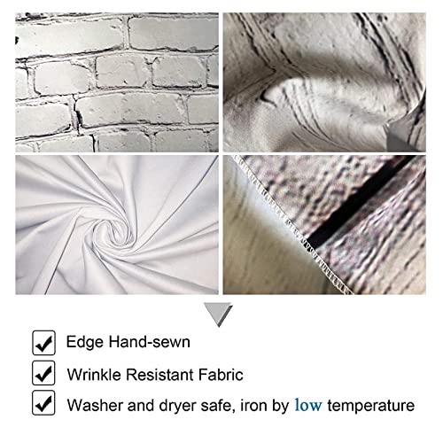 Allenjoy 8x12FT White Brick Wall with Grey Wood Floor Photographic Background Holiday Christmas Photography Family DIY Photo Booth Backdrop Portrait Photoshoot Photography Props - size: 8 x 12 ft