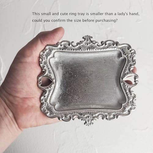 (2 Pack) Vintage Small Sliver Ring Dish, Birthday & Wedding Gifts for Women,Wedding Ring Tray - Sliver - color: Sliver (2 Pack)