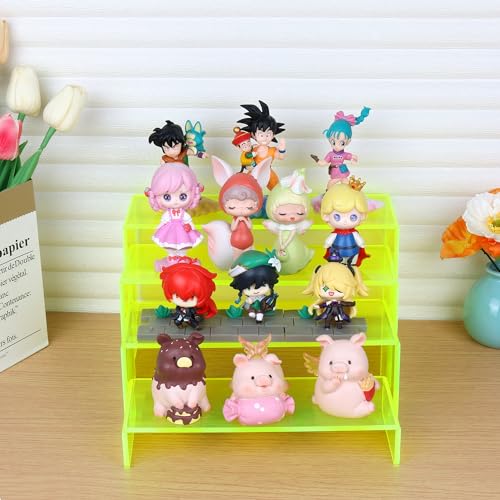 ELEGANTLIFE Acrylic Display Risers Set of 4, 4-Level Tiered Display Stands for Cupcakes, Small Figures & Jewelry, Compact Countertop Display Shelf, Multiple Colors Available (Light Green (Translucent)) - color: Light Green (Translucent)