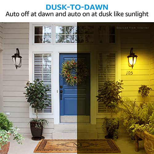 TORCHSTAR Yellow Dusk to Dawn Light Bulbs Outdoor, Sensor A19 LED Light Bulb, Auto On/Off Photocell Automatic for Outdoor Lighting, UL FCC DOE, 2700K, Pack of 4 - color: Yellow