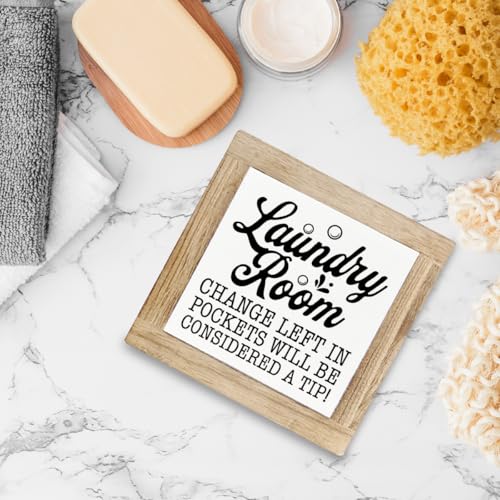 Laundry Wood Sign, Change Humor Sign for Laundry Room Decor, Decorative Wooden Box Signs, Farmhouse Decoration for Home Shelf Desk Tabletop, Rustic Home Decor - color: Color19