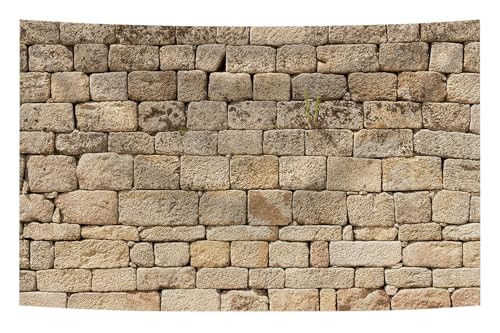 5X3FT Fabric Retro Brick Stone Wall Backdrop Ancient Rock Brick Wall Textured Background for Photography Birthday Party Decorations