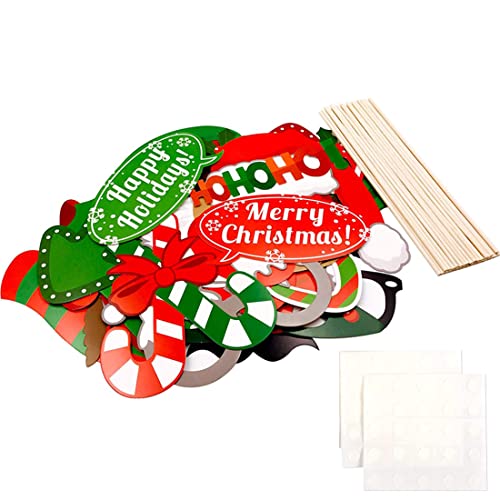 32pcs Christmas Photo Booth Props Party Decorations for Women Men Selfie Props Party Favors