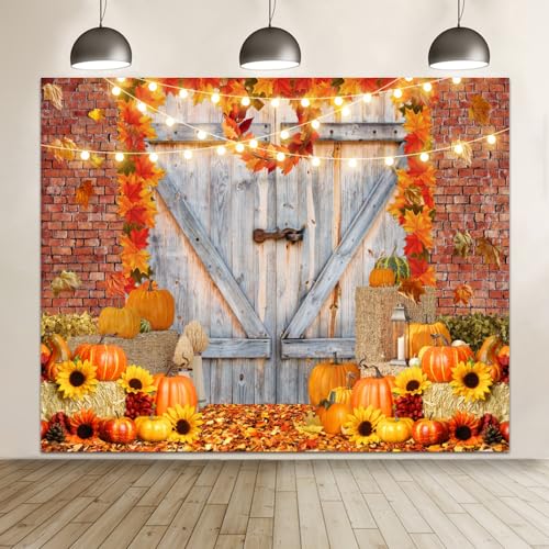 Fall Thanksgiving Backdrops for Photography Fall Barn Pumpkin Photo Backdrop 10x8ft Autumn Farm Maple Harvest Thanksgiving Theme Party Background Decorations Kids Baby Portrait Banner Props - color: NSW12722