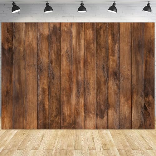 7x5ft Wood Backdrop Natural Wooden Board Photography Background Polyester Fabric Birthday Party Baby Shower Cake Table Decoration Banner Backdrops Photo Booth Prop - size: 7x5FT