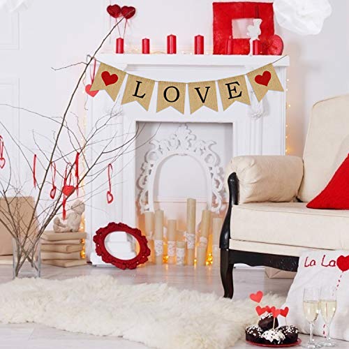 LOVE Burlap Banner | Valentines Day Decorations | Valentines Garland | Valentine Photo Props | Engagement Banner Decorations | Wedding Banner Decorations | Anniversary Banner Decorations