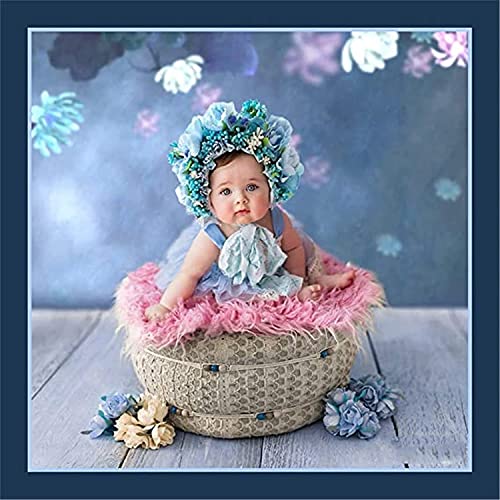 Newborn Baby Headbands Vintage 3D Floral Bonnet Hat for Infant Full Moon Photography Props Hairband Accessories - color: T-305