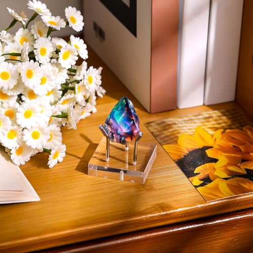 Weysat 4 Pack Clear Acrylic Display Stand, Metal 3 Peg Rock Display Easel Stands for Fossil Coral Crystal Geodes Rock Mineral Agate Small Collectibles Acrylic Holder (2.4”x2.4”x2.4”,Silver) - color: Silver, size: 2.4”x2.4”x2.4”