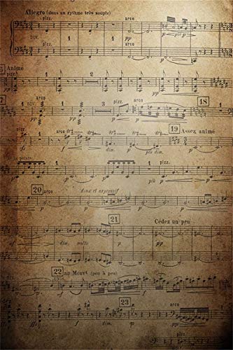 AOFOTO 5x7ft Vintage Music Notes Photography Studio Background Classical Music Score Retro Photo Shoot Backdrop Old Grunge Individual Show Wallpaper Child Boy Girl Artistic Portrait Video Props - size: 5x7ft