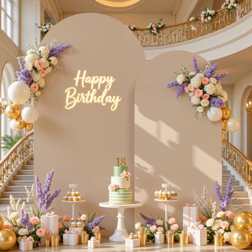 Nude Arch Backdrop Cover for Wedding, 7.2FT 6FT Set of 2 Stretchy Spandex Fitted Arch Stand Cover for Baby Shower, Birthday Party Decor, Chiara Backdrop Cover with Double-Sided Design - color: Nude