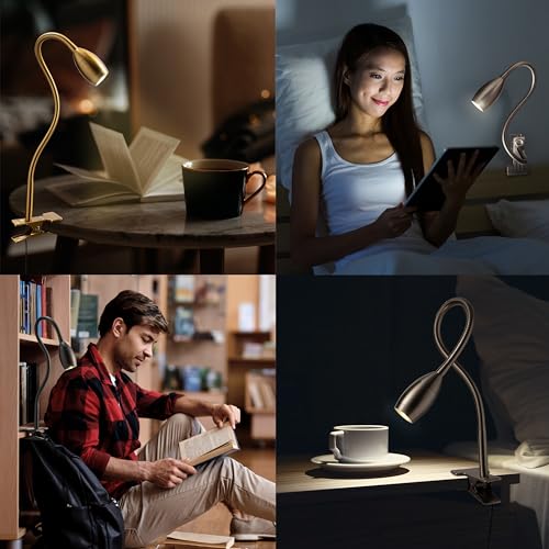 O'Bright Lumos - Versatile Clip-on Lamp: Zoomable Spotlight, Dimmable LED, Flexible Gooseneck, 4000K Light, 100% Metal Clamp - Ideal for Reading, Crafting, Work, and Headboards, Black - color: Black
