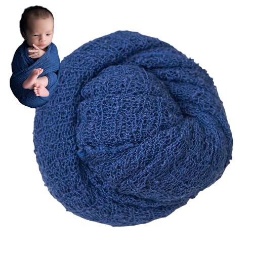 Zeroest Newborn Photo Prop Stretch Knit Wrap for Baby Photography Newborn Photoshoot Outfits Boys Girls Posing Blanket (Navy) - color: Navy