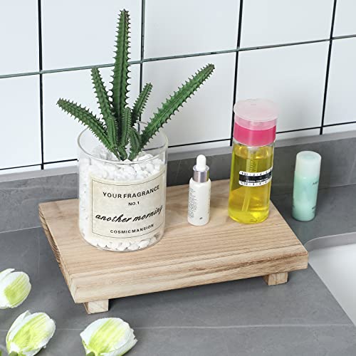 Nuogo Wood Riser Tray Soap, Stand Soap Tray for Kitchen Sink, Wood Pedestal for Kitchen Counter Sink Stand Decorative Rustic Bathroom Dishes Plant Bottles Candles Display(12 x 7 Inch,Natural) - color: Natural, size: 12 x 7 Inch