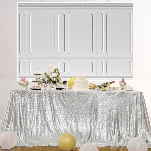 AOFOTO 8x6ft Room Photo Backdrop White Living Room French Classic Frame Wall Photography Background Office Video Conference Meeting Background Adult Children Portrait Photoshoot Backdrop - color: white, size: 8x6ft