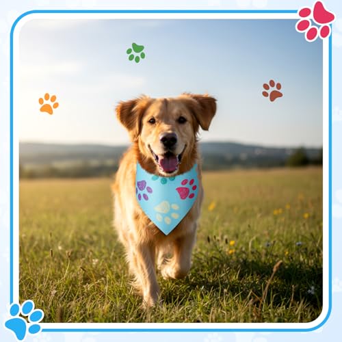 Abbylike 100 Pcs Paw Print Dog Bandanas Bulk Soft Triangle Kerchief Bibs Scarf Set for Pets Dogs Walking Photo Props Pets Shops Adoption Events Party Costume (31.5 x 21.7 x 21.7 Inch) - size: 31.5 X 21.7 X 21.7 Inch, style: Paw Print