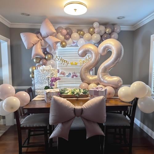 38 Inch Pink Bow Foil Balloons, Large Pink Mylar Bowknot Balloons Coquette Party Decorations for Girls Women Birthday Baby Shower Bridal Shower Engagement Wedding Bachelorette Anniversary Decorations - color: Pink, size: 38inch