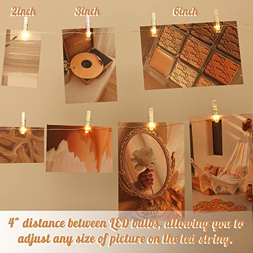 LUSHARBOR Photo Clips String Light,33FT Fairy Lights with 51 Clips, Battery Operated String Lights with Clips for Pictures, Room Decorations for Dorm Wall Bedroom Wedding Christmas Tree(Plating Clips) - color: Plating Clips, size: 33FT