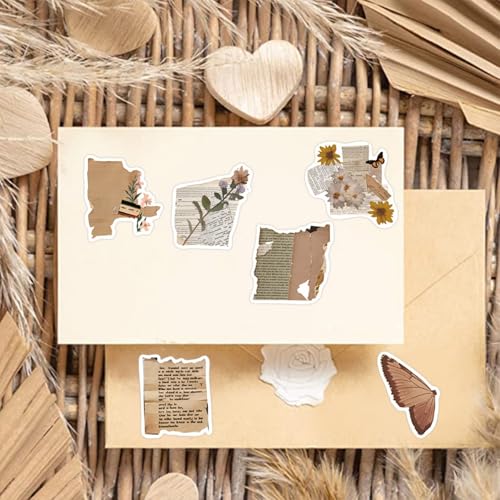 50Pcs Vintage Stickers for Teenagers Adults, Scrapbook Aesthetic Decals Decor, Daily Planner, Water Bottles, Handbook Junk Diary Stickers Teens Adults, Scrapbooking Supplies for DIY Paper Crafts - color: Vintage