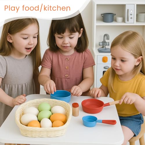 LovesTown 8PCS Wooden Easter Eggs, 3 Colors Wooden Eggs for Crafts Chicken Nesting Dyeable Food Toy (Pack of 2) - size: Medium (Pack of 2), style: 3Color