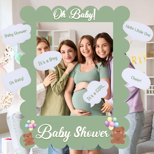 32 x 24 inch Extra Large Corrugated Plastic Scalloped Blank Photo Booth Props Frame for Selfie Birthday DIY Frame with Writable Speech Bubble Signs Photo Booth Props for Valentine's Day Wedding Decor