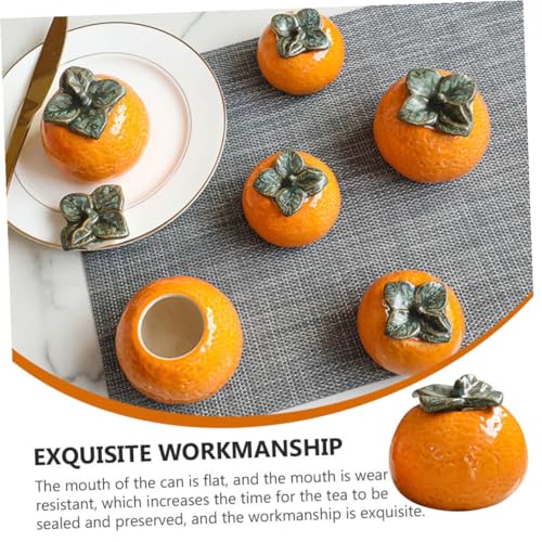 Ipetboom Orange Nordic Style Ceramic Fruit Shaped Storage Jar Tea Canister Decorative Kitchen Canister for Housewarming and Photography Props