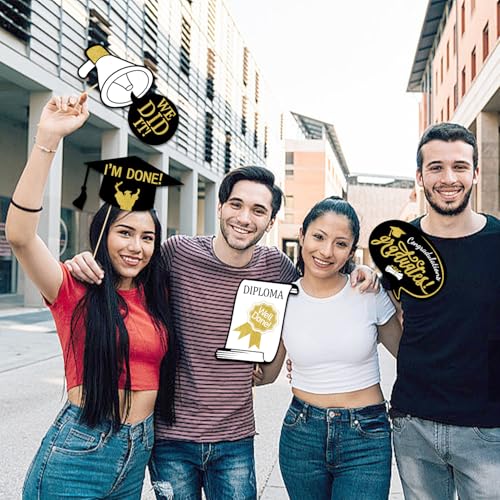OURUOLA Black-Gold Graduation Party-Decorations Photo-Booth Props - 25pcs diy Funny Glasses Cap 2026 Class Congrate Grad Photography Props Decor,College Favors Gifts Supplies - color: 2026 Graduation Photo Booth