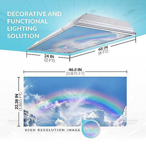 OCTO LIGHTS Fluorescent Light Covers Rainbow Cloud Sky Panel for Ceiling Lights, Light Covers for Ceiling Lights Classroom 2x4 (22.38"x46.5") Backlit Film Insert for Fluorescent Fixtures (Pack of 1) - color: Rainbow Cloud, size: 1pk