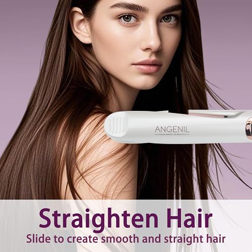 ANGENIL Pro Tourmaline Ceramic Twist Hair Straightener, Dual Voltage Flat Iron Curling Iron in One, Round Flat Iron with Silicone Heat Resistant Mat, LCD Display, 11 Adjustable Temp, 20S Fast Heating - color: White