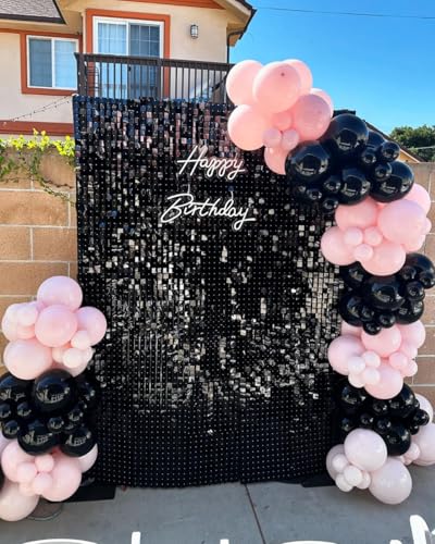 Black Sequin Backdrop Panels 3ftx6ft Glitter Shimmer Wall Background Graduation Party Backdrop for Birthday Anniversary Halloween Engagement Glitter Decor - color: Black, size: 3ftx6ft
