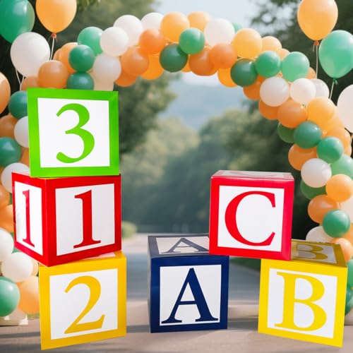 Party Decor Boxes,6 Packs 30cm ABC 123 Letters Paper Boxes Set,Back to School Party Photo Props
