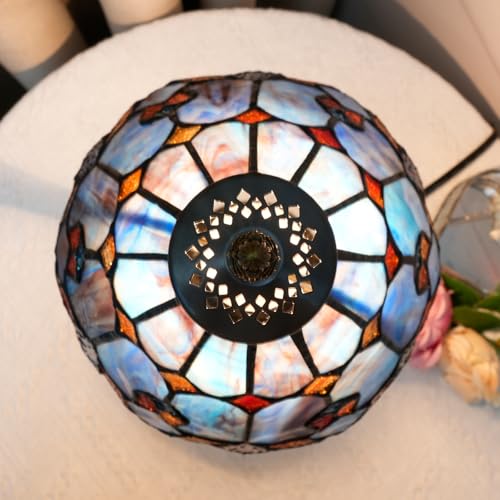 Small Tiffany Lamp Stained Glass Table Lamp Purple Baroque Style Table Lamp Cute Unique Bedside Nightstand Lamp Mini Decorative Desk Night Light for Bedroom Kitchen Counter Small Spaces - color: Tiffany Lamp W