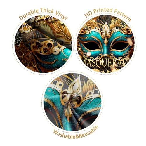 Masquerade Backdrop, Mardi Gras Luxury Glitter Gold Retro Backdrops for Ball Dance Mask Birthday Party Photography Decorations Supplies Favors Banner Photo Booth Props, 8 x 6 ft - size: 8x6ft