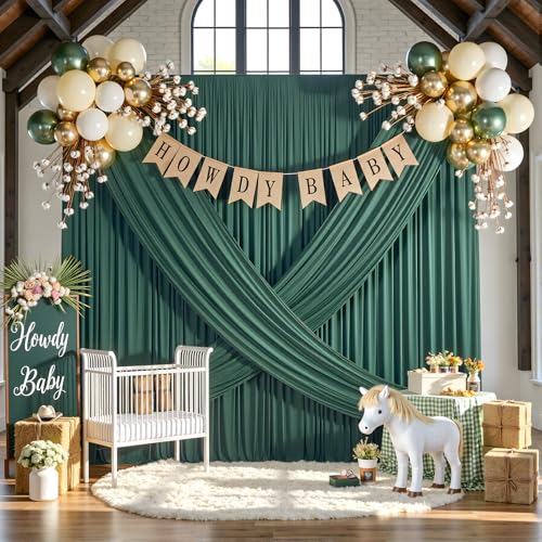 20ftx12ft Hunter Green Backdrop Curtains for Wedding-Wrinkle Free Backdrops Curtain Drapes Fabric Decorations Photo Back Drop Cloth for Baby Shower Photography Stage Reception 4Panels 12ft(H) x 5ft(W) - color: Hunter Green, size: W5' x H12'(4 panels)