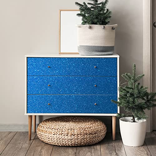 CRE8TIVE Blue Glitter Wallpaper Border Peel and Stick Wall Border Decorative Self Adhesive Sparkle Glitter Contact Paper Fabric Wallpaper Removable Blue Wall Border for Girls Room Dressers 8"x354" - color: Blue, size: 8" x 354"