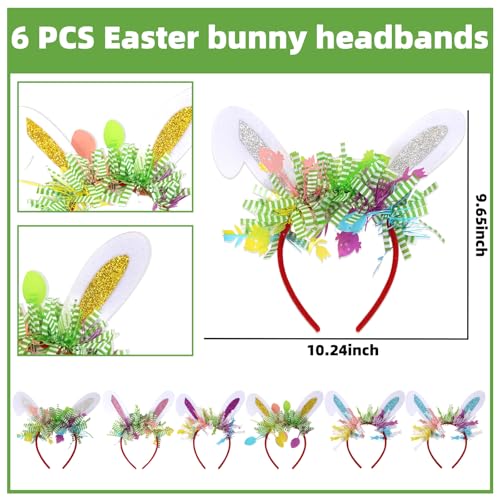 12PCS Easter Headbands and Glasses Set- Bunny Ears Headbands & Easter Party Glasses Frames for Egg Hunt, Parades, Holiday Party Favors & Photo Booth Props