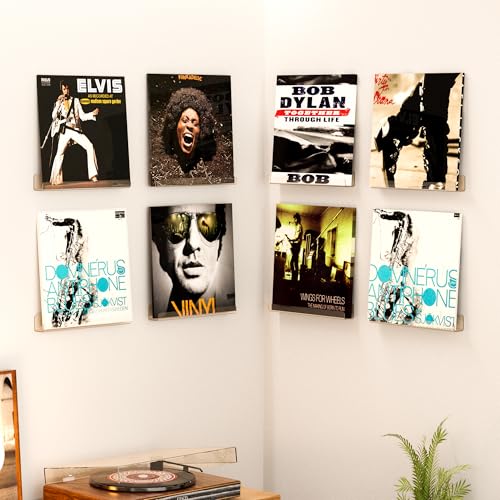 upsimples 8 Pack Vinyl Record Wall Mount Shelves, 12" Vinyl Holder for Album Record Storage & Display, Clear Acrylic Floating Shelves for Wall Decor, Kids Bookshelf, Magazine Rack, Picture Ledge