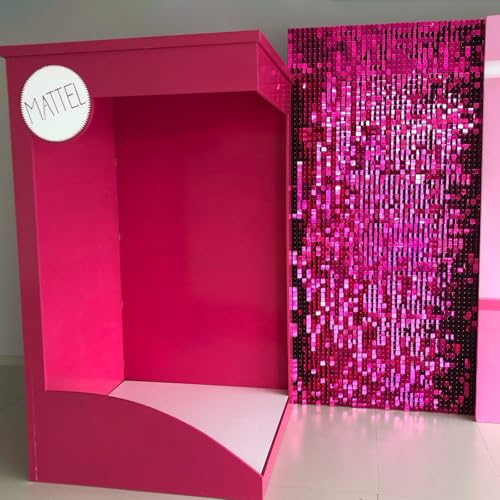 Hot Pink Shimmer Backdrop Sequin Wall Panel 3ftx6ft Shimmer Wall Background Glitter Party Backdrop for Wedding Birthday Anniversary Bachelorette Supplies - color: Hot Pink, size: 3ftx6ft