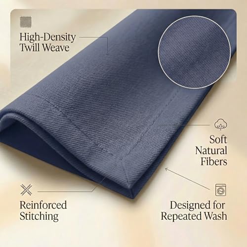 ACCENTHOME Accent Home 100% Cotton Napkins, Delicate Cloth Napkins for Dinners, Parties and Weddings,18 x 18 Inch Set of 12 - Navy - color: 09 - Navy - Twill, size: 18"x18" - Pack of 12