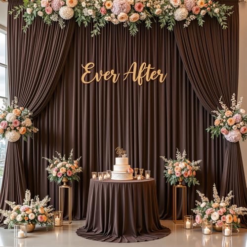 10ft x 8ft Photo Backdrop Curtains Brown Wrinkle-Free Polyester Fabric Backdrop Drapes for Wedding Baby Shower Birthday Party Photography Background Decoration - color: Brown, size: 5'(W) x 8'(H), 2 Panels